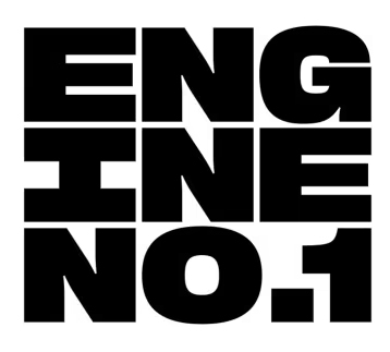 A black and white image of the words engine no. 1